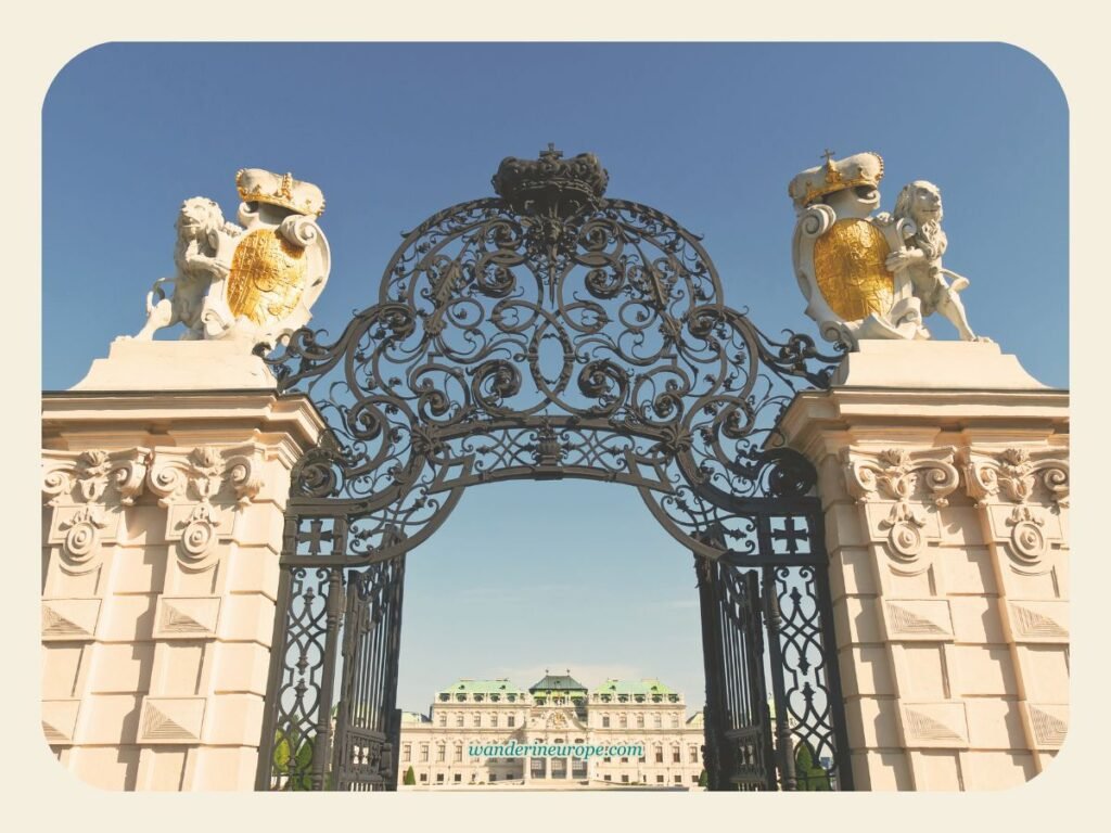 2-Day Vienna Itinerary: Visiting the Highlights & Viewpoints 3 A magnificent entrance through the intricate wrought iron gate of the Belvedere Palace, first destination — day 1 of 2 in Vienna, Austria