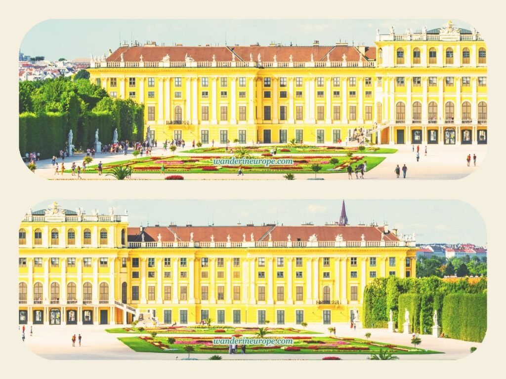2-Day Vienna Itinerary: Visiting the Highlights & Viewpoints 41 Panorama of Schonbrunn Palace from the Great Parterre, fifth destination — day 2 of 2 in Vienna, Austria