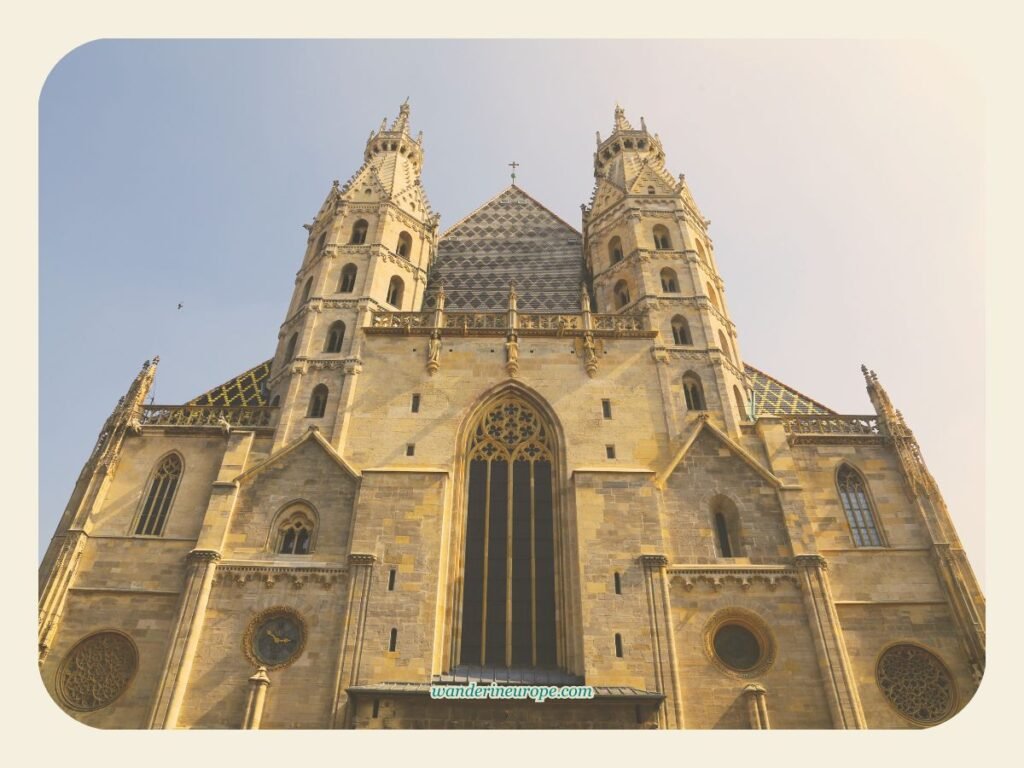 2-Day Vienna Itinerary: Visiting the Highlights & Viewpoints 35 Stephansdom and its Romanesque facade and its Gothic towers, fourth destination — day 2 of 2 in Vienna, Austria