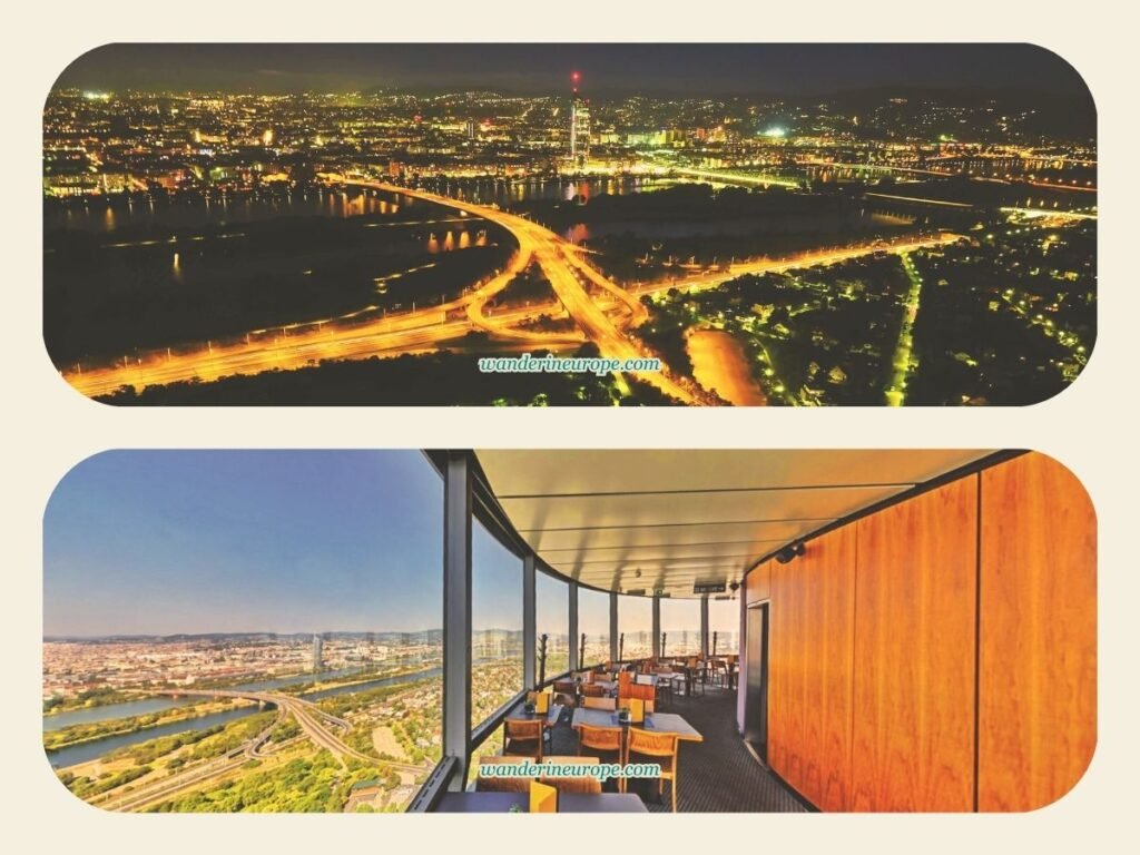 Three Days Vienna Itinerary: History, Art, and Architecture 32 We conclude your trip with a fancy dinner in the Danube Tower’s rotating restaurant, offering great food and panoramic views — third destination — day three of three, itinerary for Vienna, Austria