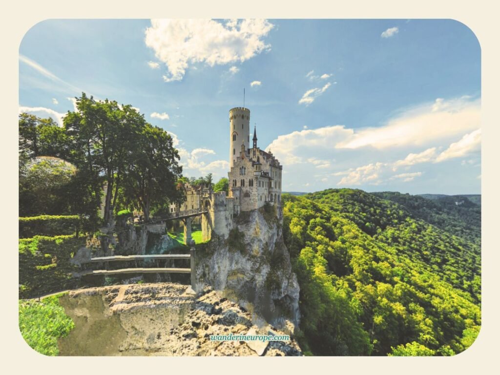 View of Lichtenstein Castle from the viewpoint, Germany