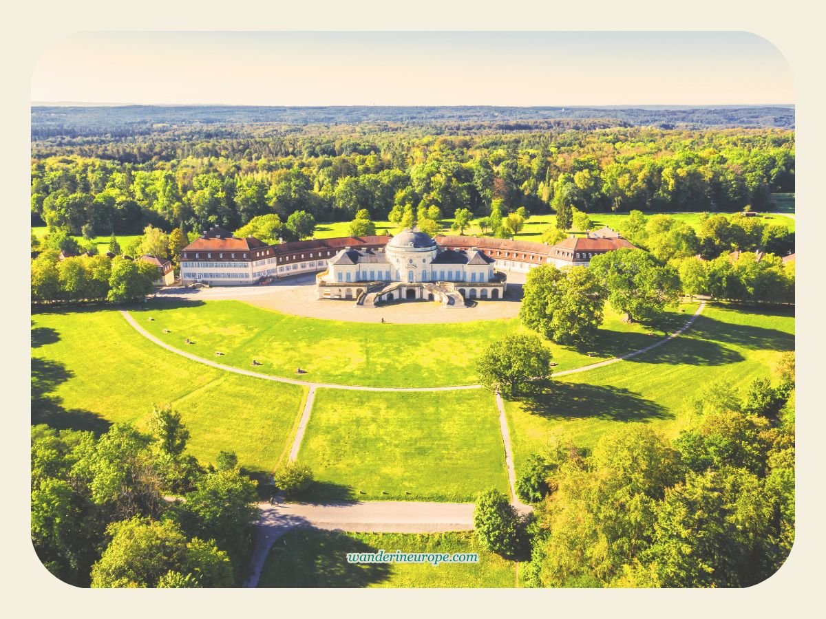 Visit Schloss Solitude: Stuttgart’s Most Picturesque Spot 1 Drone shot of Castle Solitude, Stuttgart, Germany