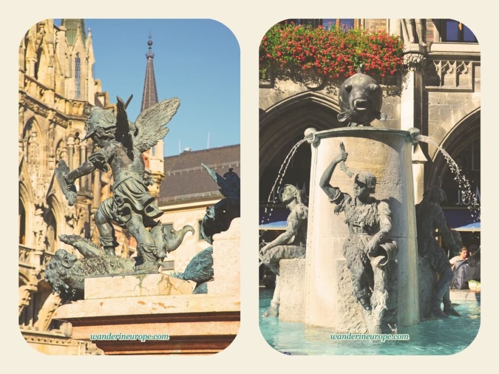10 Beautiful Places in Munich for First-Timers and Explorers 20 Fountains and sculptures in Marienplatz, Munich, Germany
