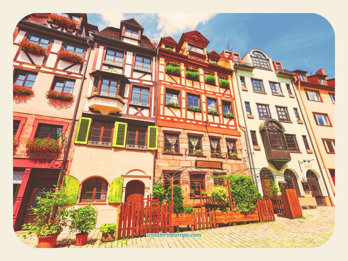 Explore the Streets of Nuremberg: Photo Spots & Hidden Gems 5 Lovely houses with different designs along Weissgerbergasse, Nuremberg, Germany