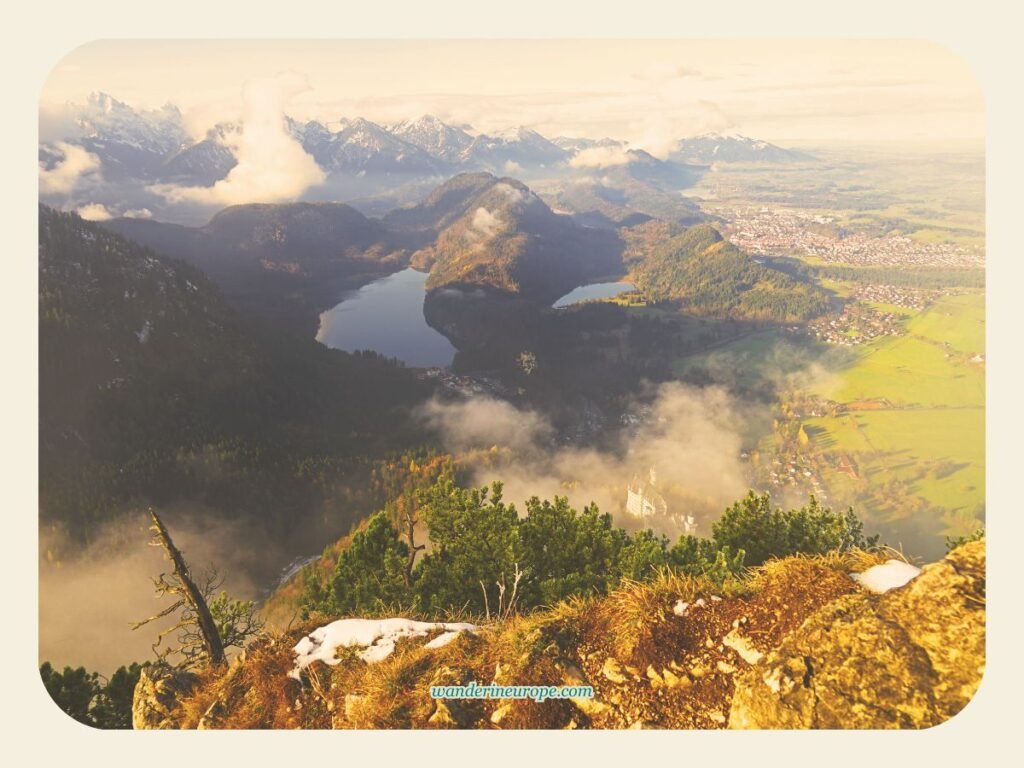 Neuschwanstein Castle Viewpoints and Photography Spots 11 Neuschwanstein Castle looks like a dot higher up on the trail to Tegelberg, Schwangau, Germany