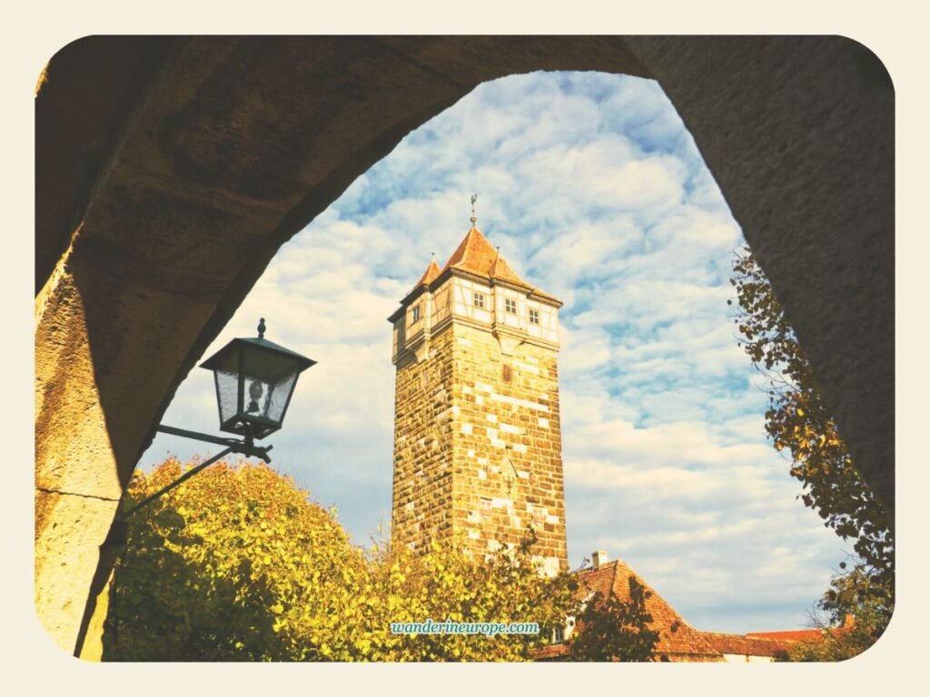 Rödertor, a tower along the wall of Rothenburg ob der Tauber, Germany