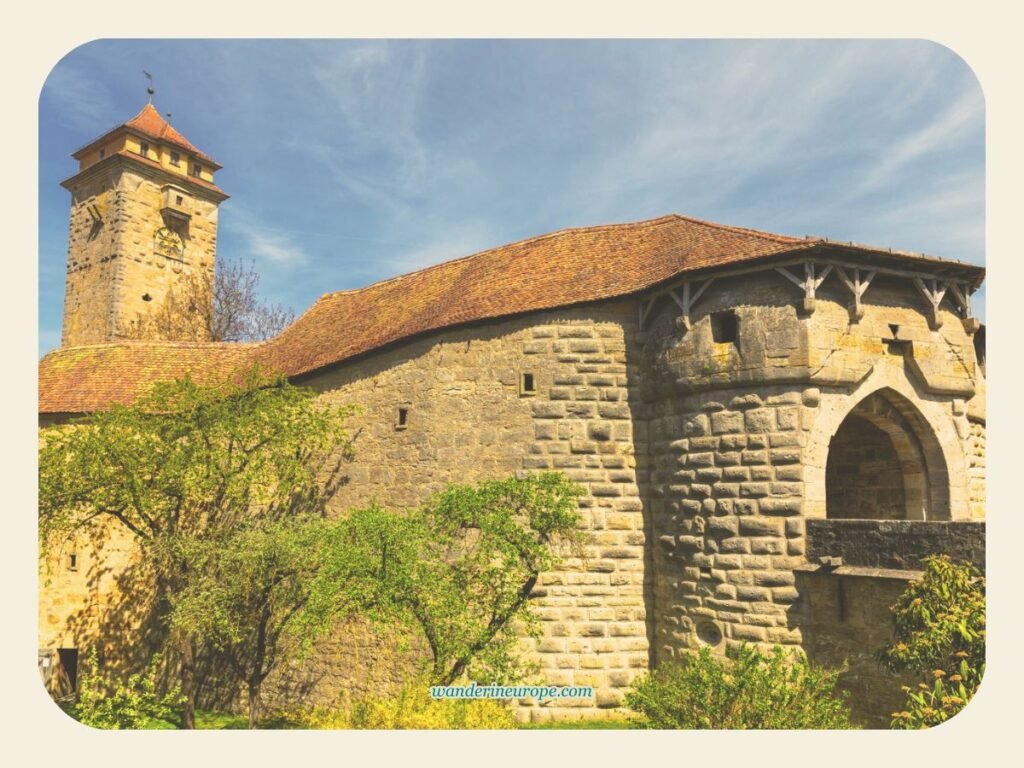 Spital Gate — an interesting feature of the wall of Rothenburg ob der Tauber, Germany