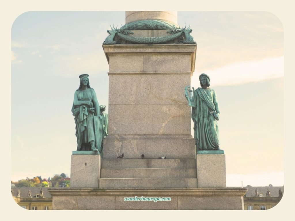 Exploring the Top Attractions at Schlossplatz, Stuttgart 2 Statues at the foot of the Jubilee Column of Stuttgart, Germany