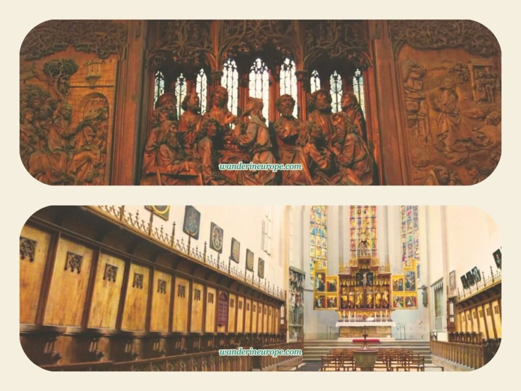 Unique Finds Inside the Churches of Rothenburg ob der Tauber 3 The intricate wooden altar (upper) and the architecture (lower) of Saint James Chruch, Rothenburg ob der Tauber, Germany
