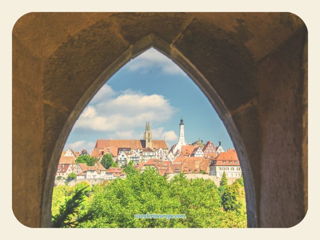 Rothenburg ob der Tauber's Scenic Views & Peaceful Escapes 2 View of the buildings of Marktplatz from Kalkturm, Rothenburg ob der Tauber, Germany