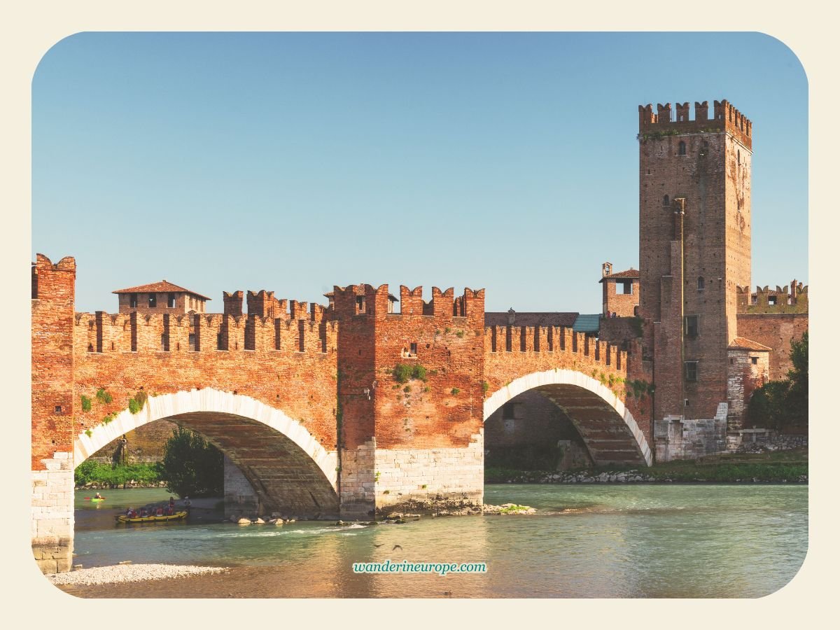 Four Great Ways to Enjoy a One-Day Visit to Verona 5 A bridge with defensive medieval architecture in Verona, Italy