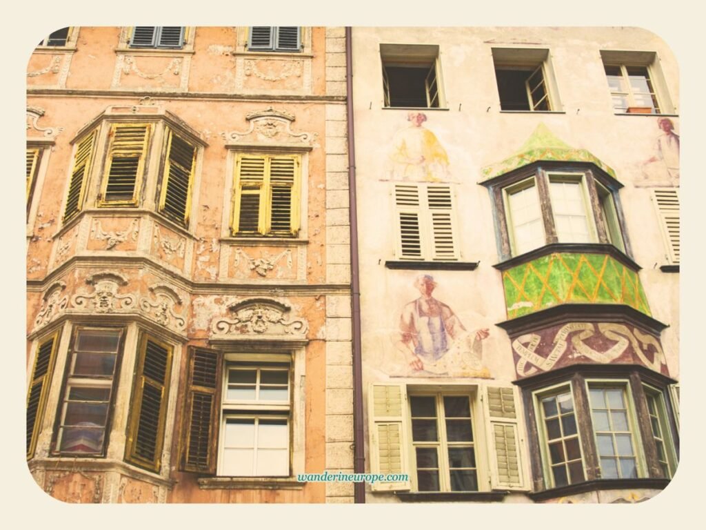 Beautiful murals along the streets of Bolzano, Italy