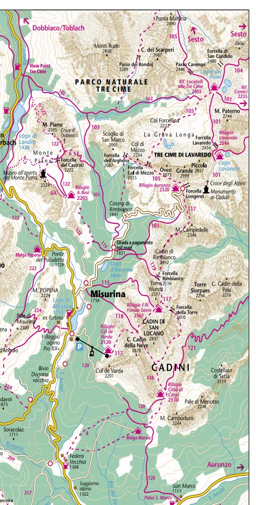 Cortina d'Ampezzo Trail 101-122 Map