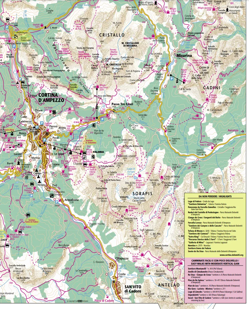 Cortina d'Ampezzo Trail 201-233 Map