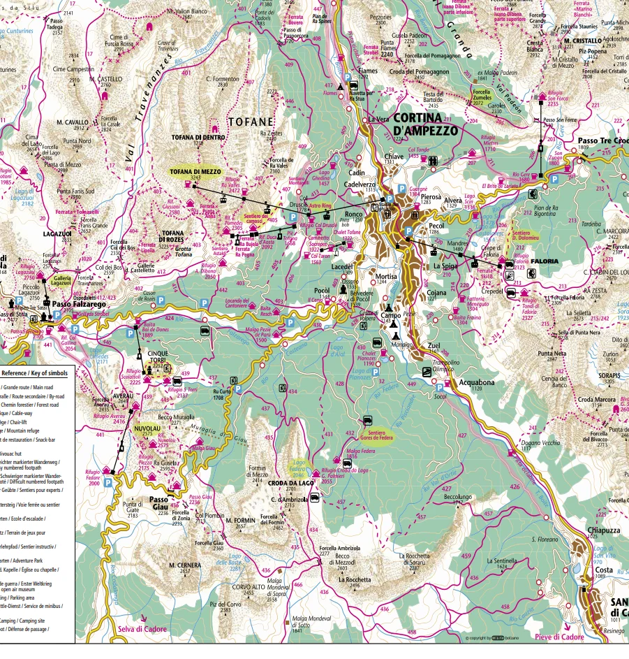 Cortina d'Ampezzo Trail 401-466 Map