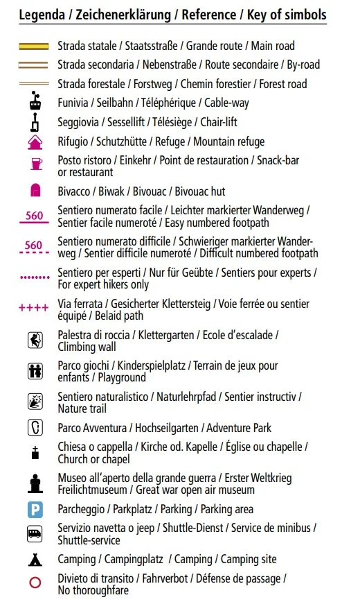 Cortina d'Ampezzo Trail Map Legend