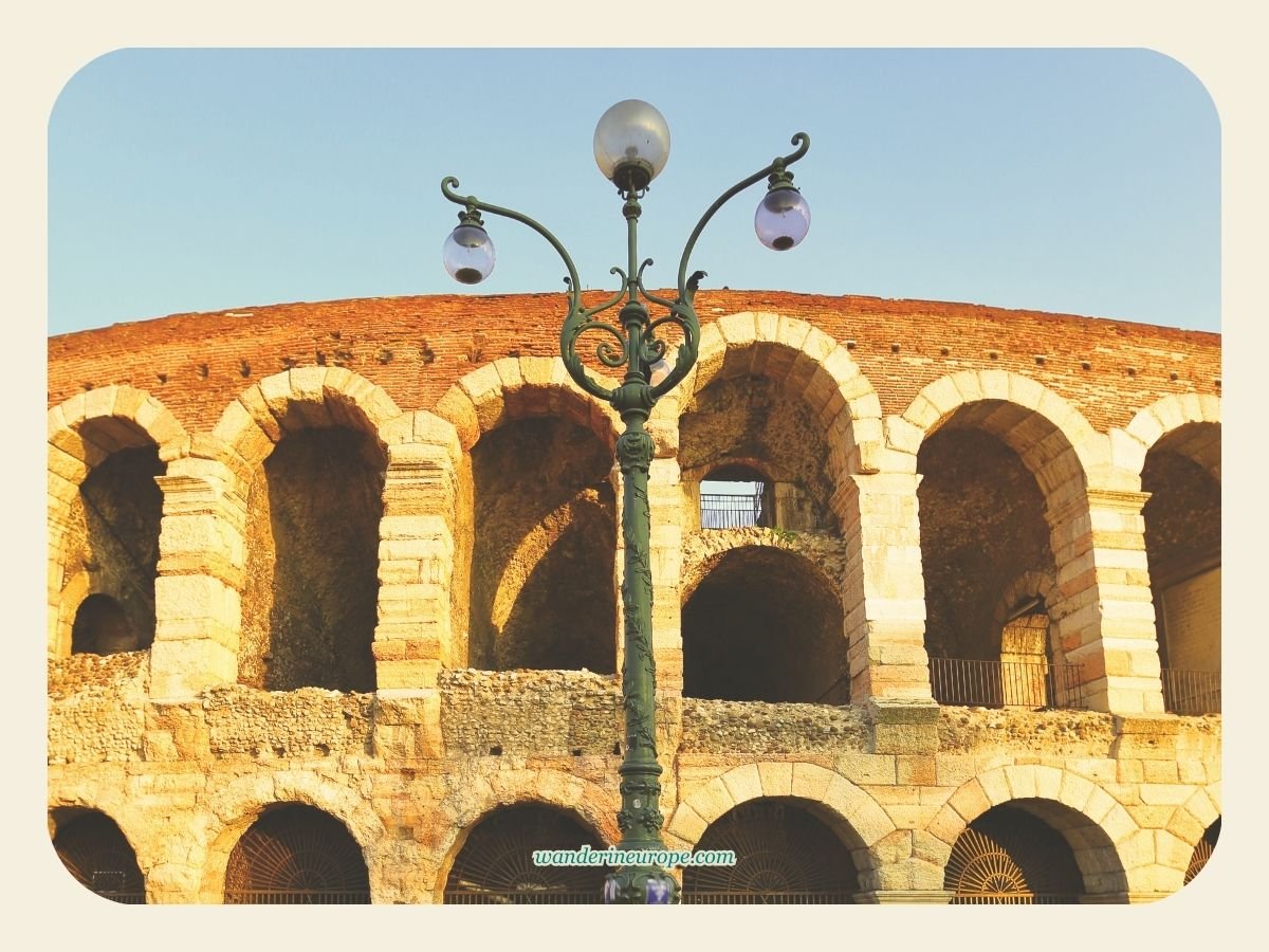 A Guide to Discovering Verona: Its Beauty, History & Romance 5 Lamp post outside the arena, Verona, Italy