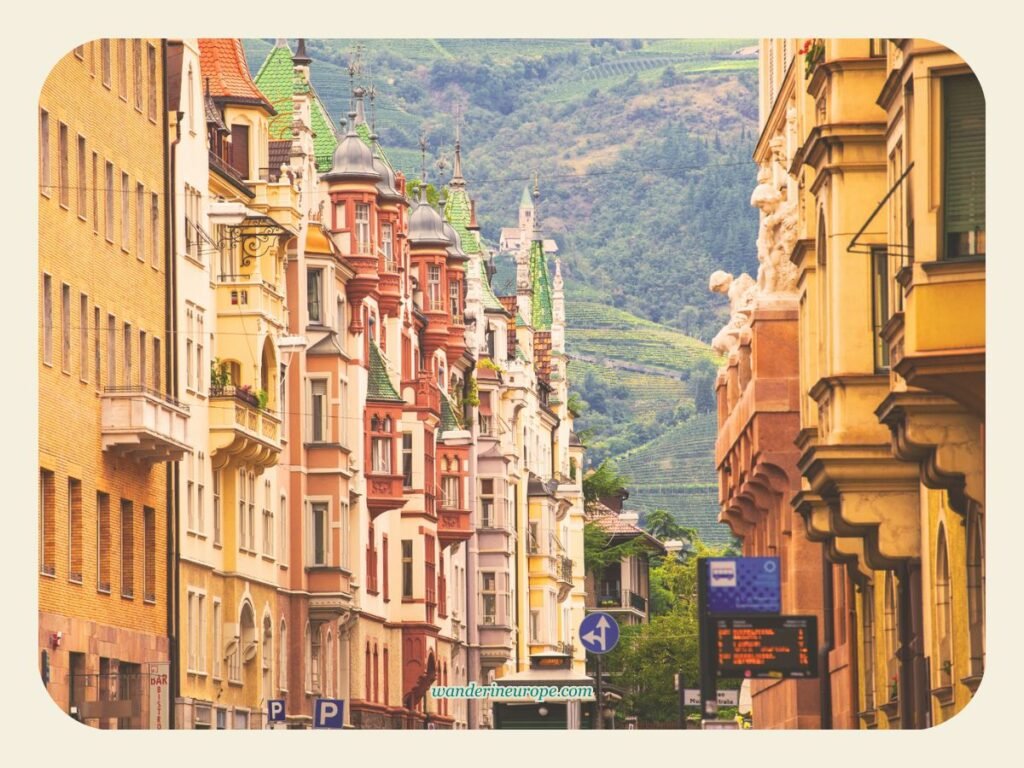 Picturesque houses of Bolzano, Italy