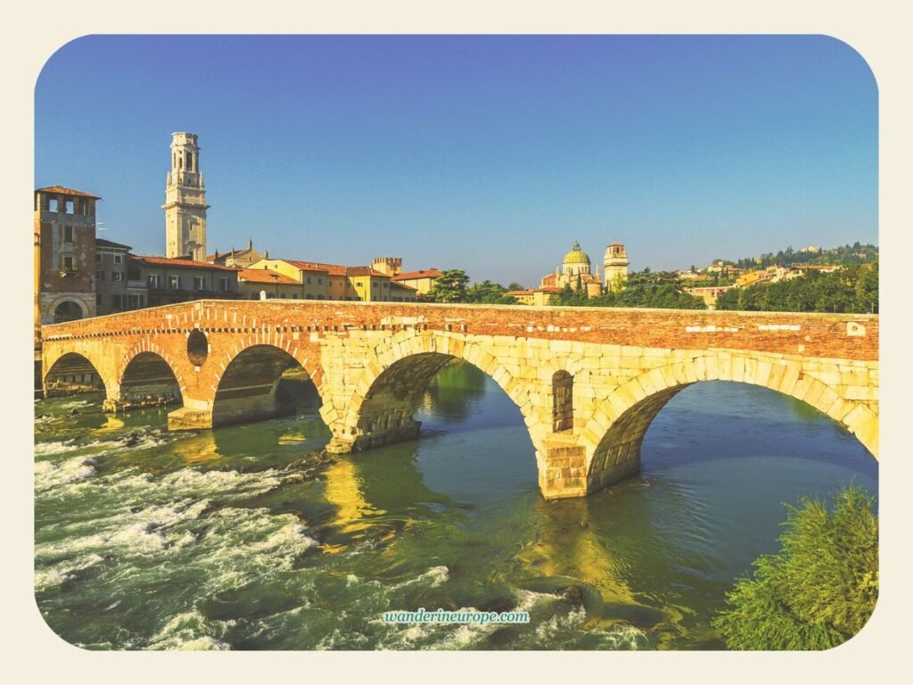 Ponte Pietra — The Scenic_ Bridge, River, City, and Hills, Verona, Italy