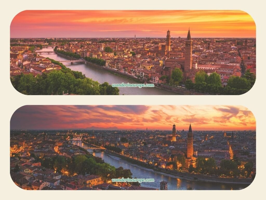 A Guide to Discovering Verona: Its Beauty, History & Romance 82 Sunset golden hour panorama of Verona, Italy