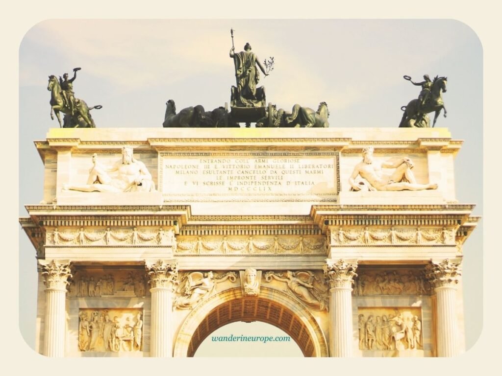 The Ultimate Explorer’s Guide to a Well-Rounded Milan Trip 28 Zoomed in shot of Porta Sempione, Milan, Italy