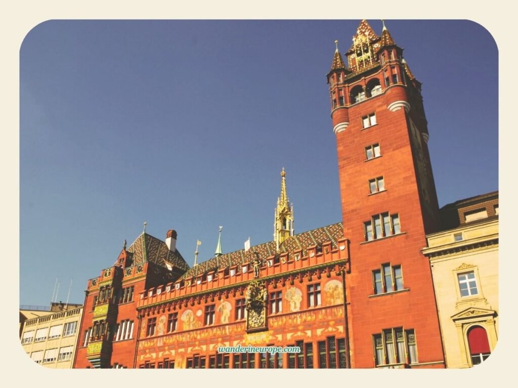 Facade and tower of Basel Town Hall, Basel, Switzerland