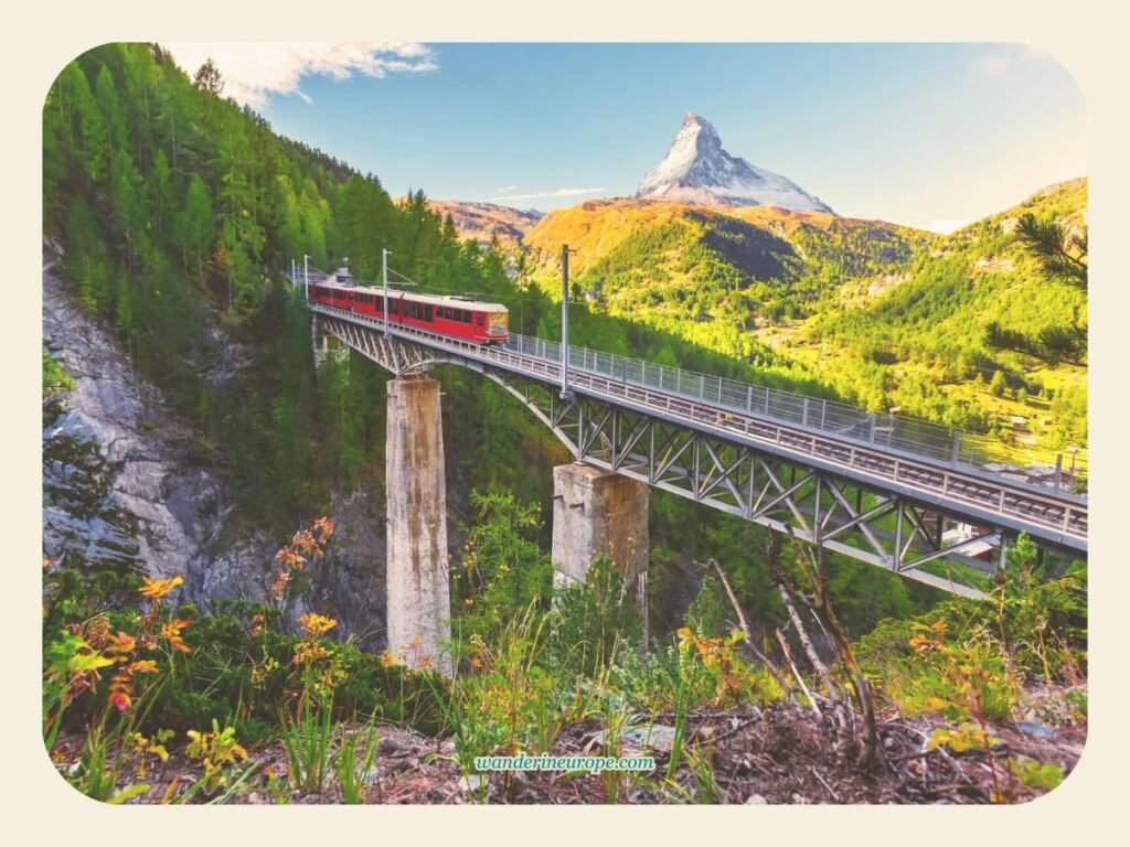 Gornergrat Bahn and the view of Matterhorn near Zermatt, Switzerland