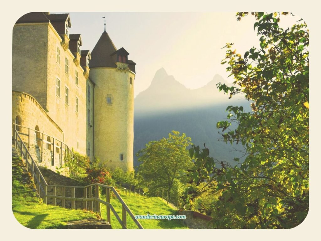 Hiking near the castle of Gruyeres, Switzerland