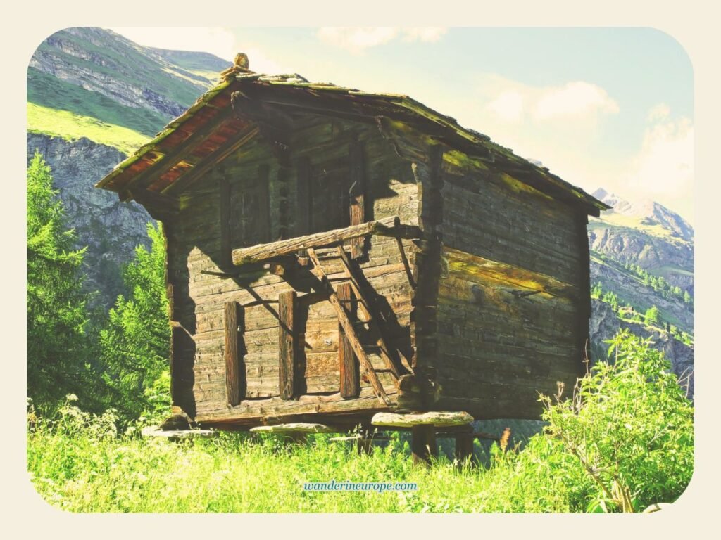 Oldest barn in the Hamlet of Herbrigg, Zermatt, Switzerland