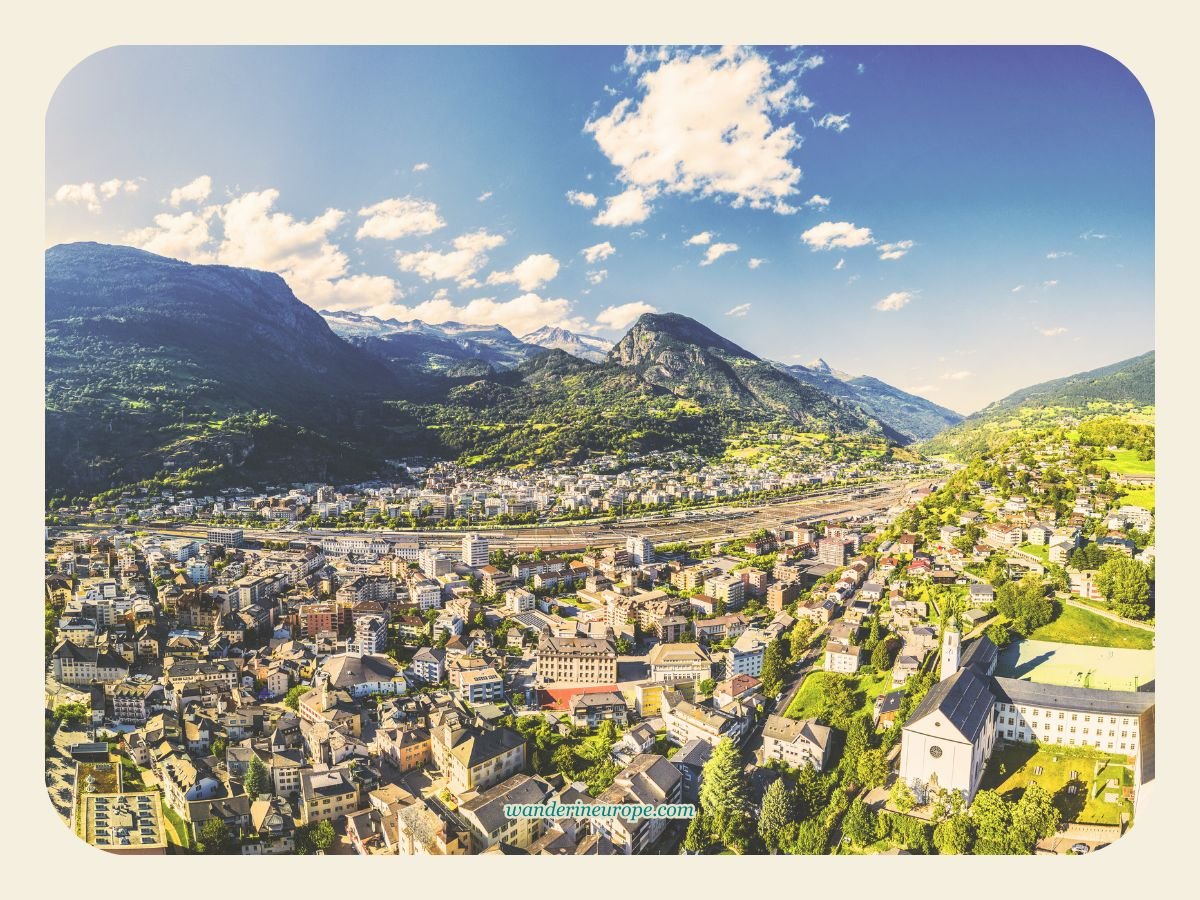 Overlooking view of Brig, Switzerland