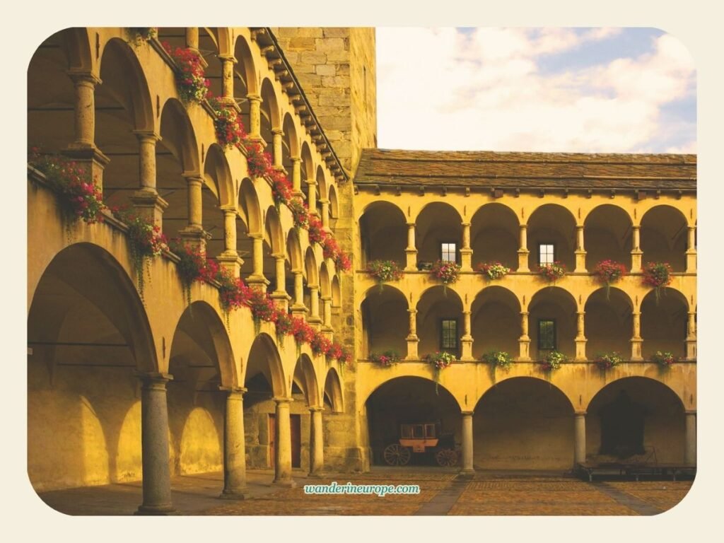 The beautiful courtyard of Stockalper Palace, Brig, Switzerland