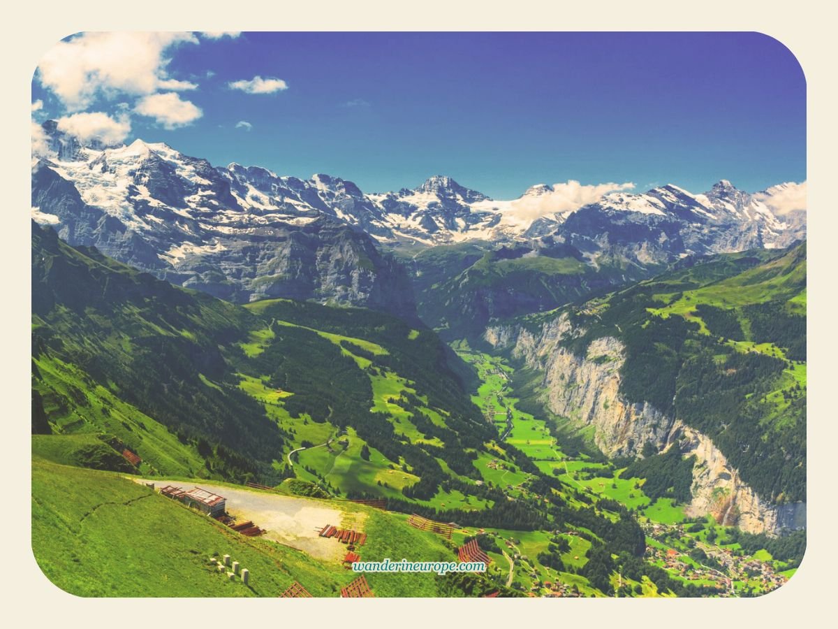 Epic Jungfrau Region 7-Day Itinerary Based in Interlaken 5 View of Lauterbrunnen valley from Mannlichen, a destination of this Interlaken itinerary, Switzerland