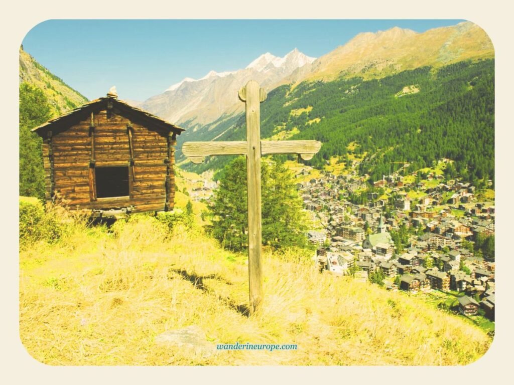 View of Zermatt from the hamlet of Herbrigg, Zermatt, Switzerland