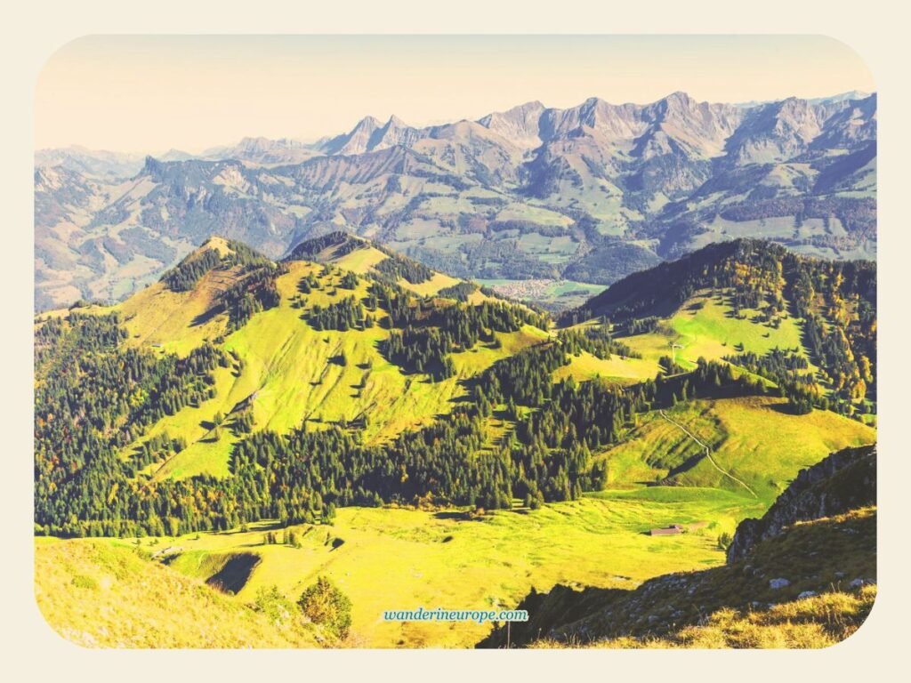 Views from the cable car to Moleson near Gruyeres, Switzerland